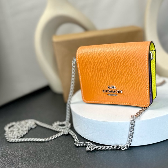 NEW! Coach Colorblock Leather Mini Wallet On a Chain - Picture 1 of 17